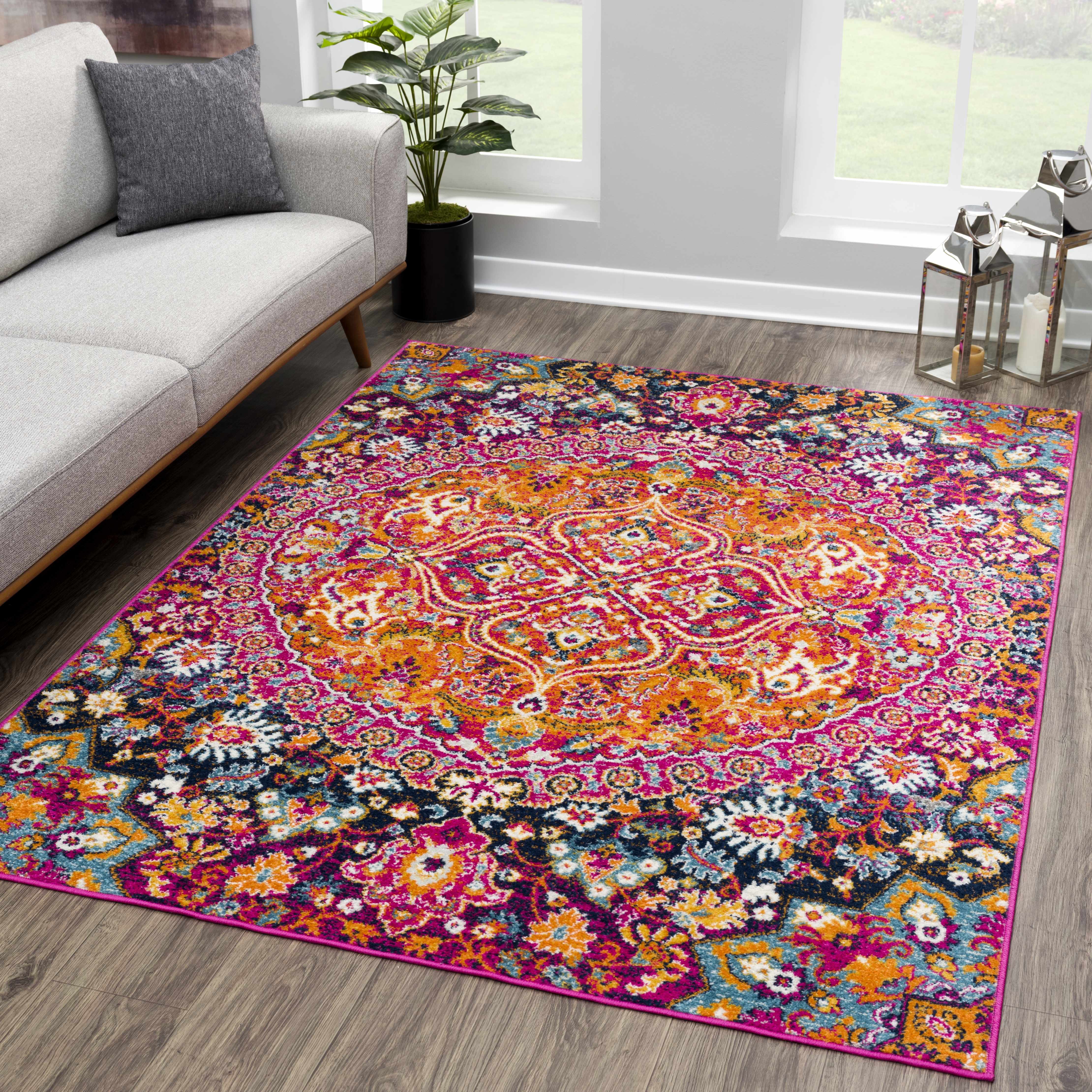 Burnt Orange Ojus Area Rug | Bohemian Medallion Rug