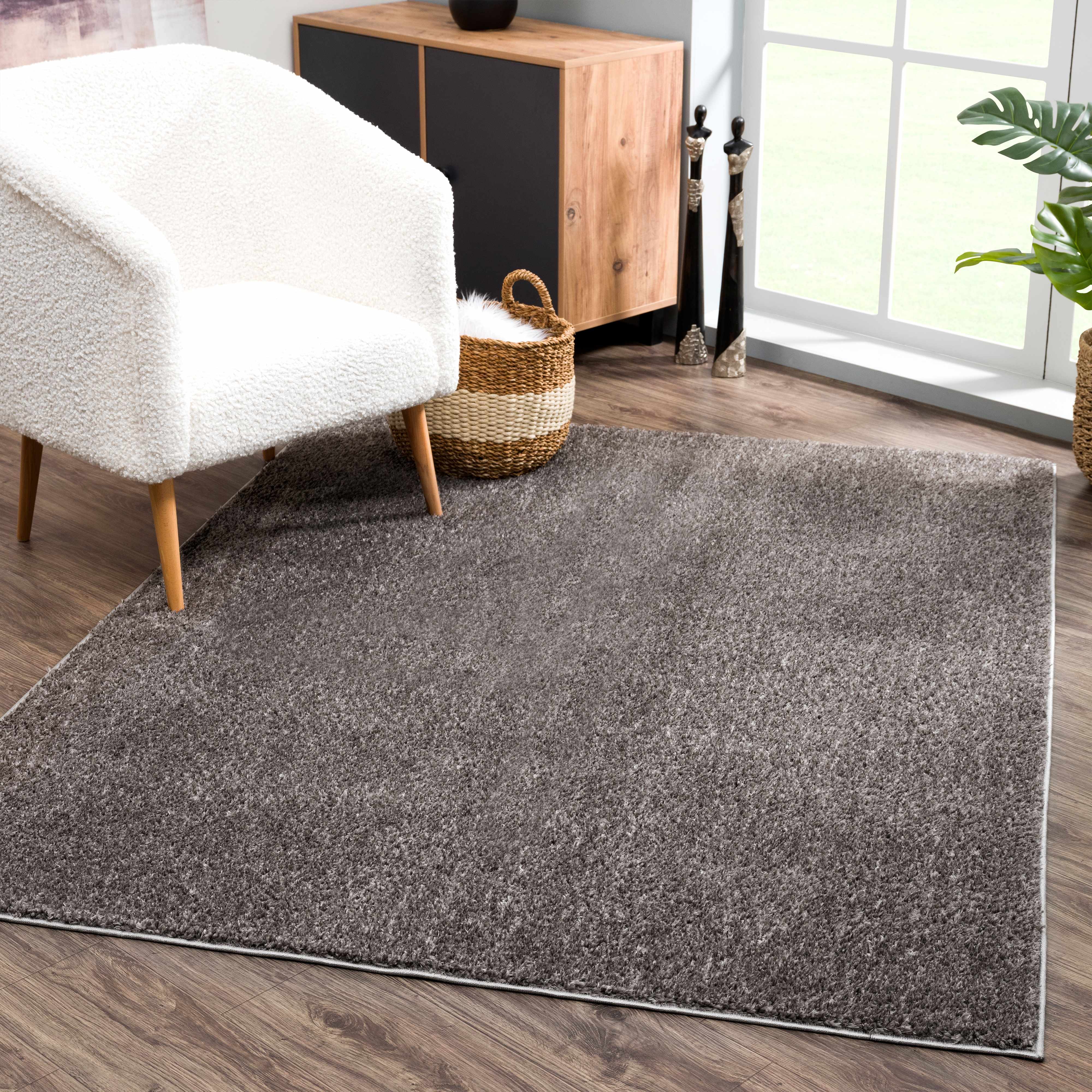 Judy Solid Dark Gray Washable Shag Rug | Non Slip Rug