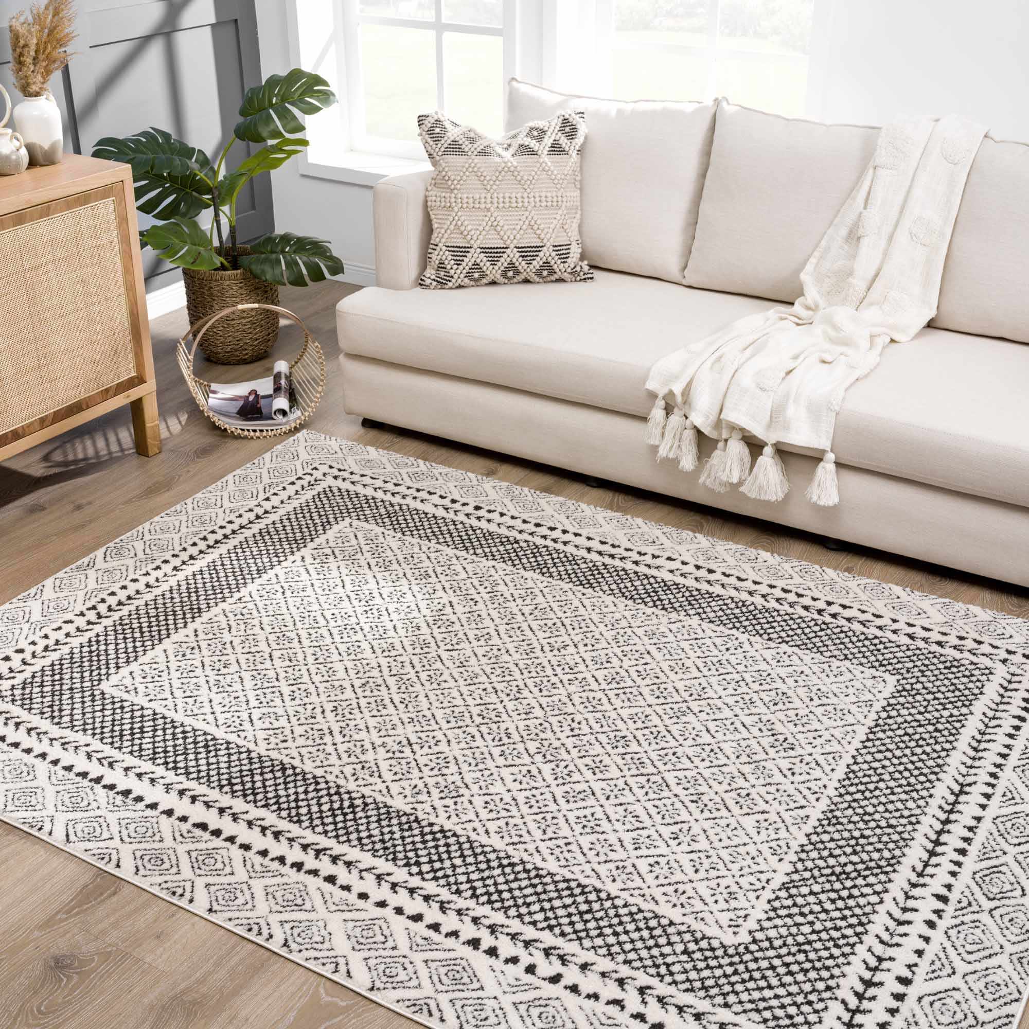 Julio Area Rug | Bordered Polyester Rug